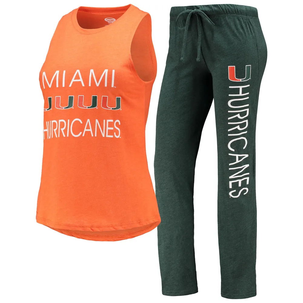 Women's Concepts Sport Green/Orange Miami Hurricanes Breakthrough Split  Design Knit Sleep Pants