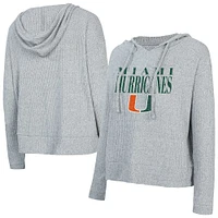 Women's Concepts Sport Grey Miami Hurricanes Juniper Soft Modest Cropped Long Sleeve Hoodie T-Shirt