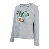 Women's Concepts Sport Grey Miami Hurricanes Juniper Soft Modest Cropped Long Sleeve Hoodie T-Shirt