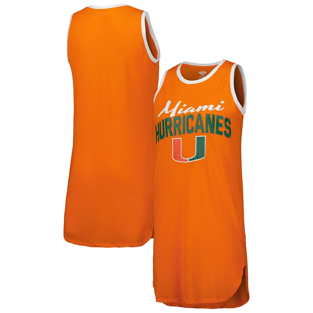 Chemise de nuit débardeur Miami Hurricanes Concepts Sport pour femme orange