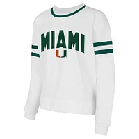 Women's Concepts Sport  White Miami Hurricanes Borough French Terry Arch Over Long Sleeve T-Shirt