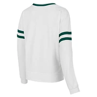 Women's Concepts Sport  White Miami Hurricanes Borough French Terry Arch Over Long Sleeve T-Shirt