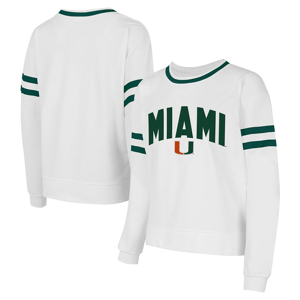 T-shirt à manches longues en molleton français Borough Miami Hurricanes de Concepts Sport pour femme