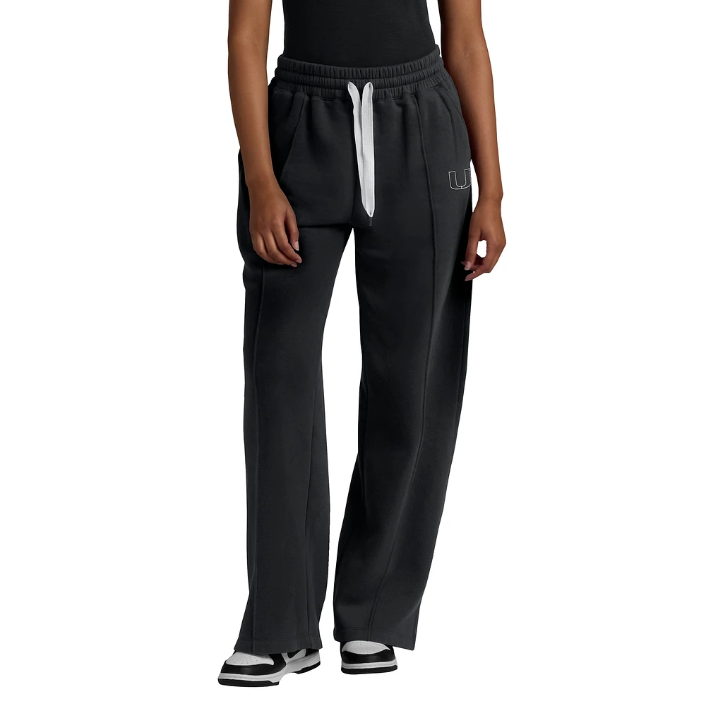 Women's Fanatics Black Miami Hurricanes Prime Supersoft Fleece Flaired Sweatpants