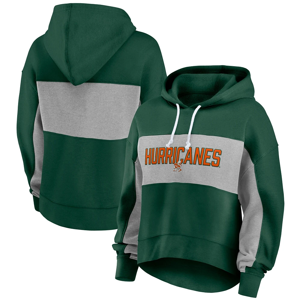 Sweat à capuche en polaire vert/gris pour femme Fanatics Miami Hurricanes