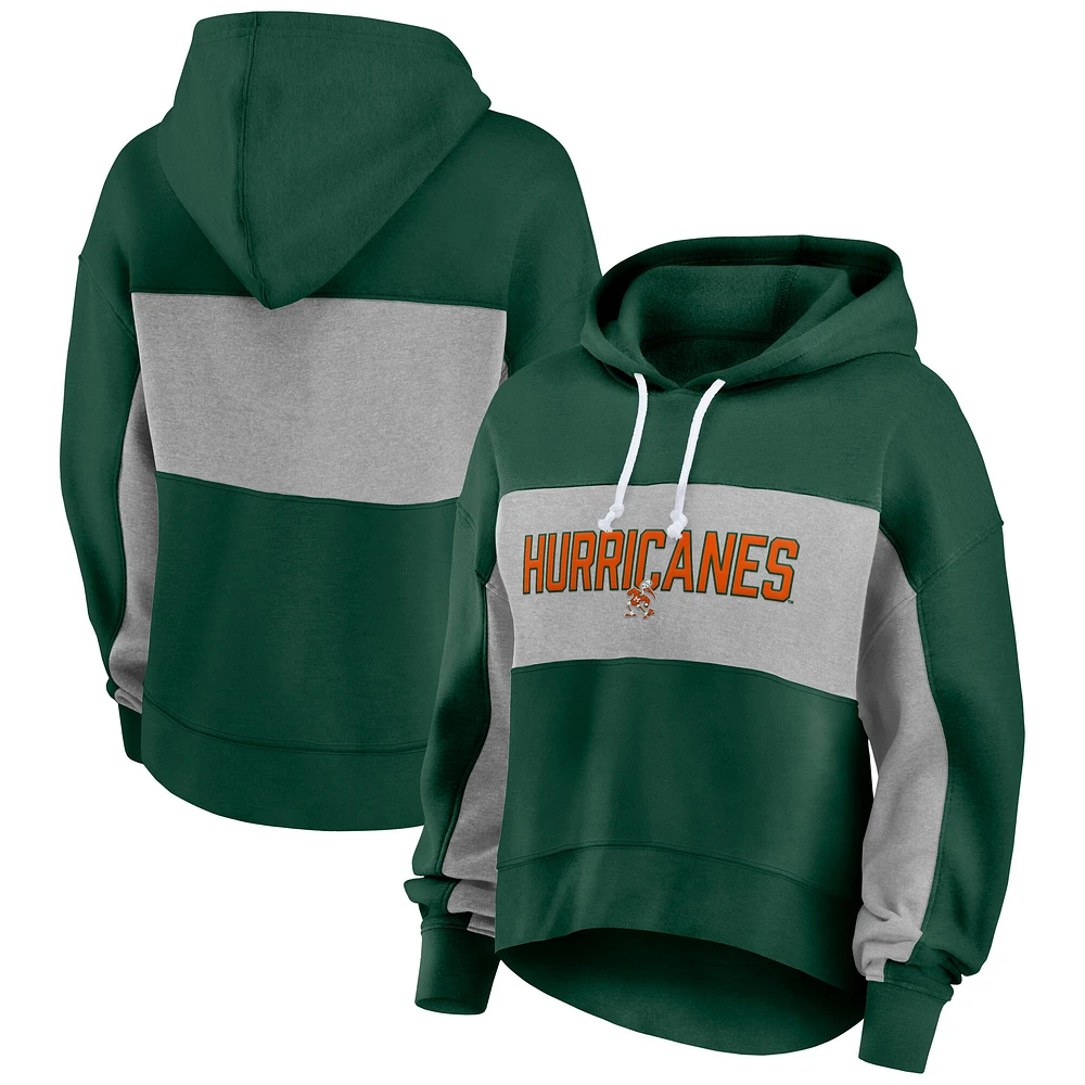 Sweat à capuche en polaire vert/gris pour femme Fanatics Miami Hurricanes