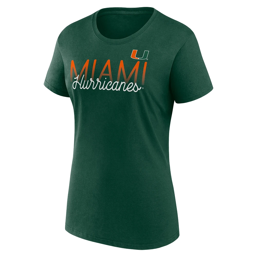 T-shirt moderne vert Miami Hurricanes Fanatics pour femmes