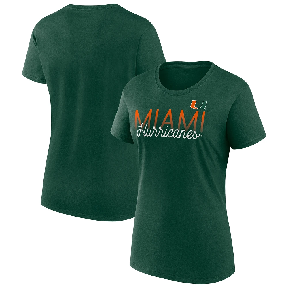 T-shirt moderne vert Miami Hurricanes Fanatics pour femmes