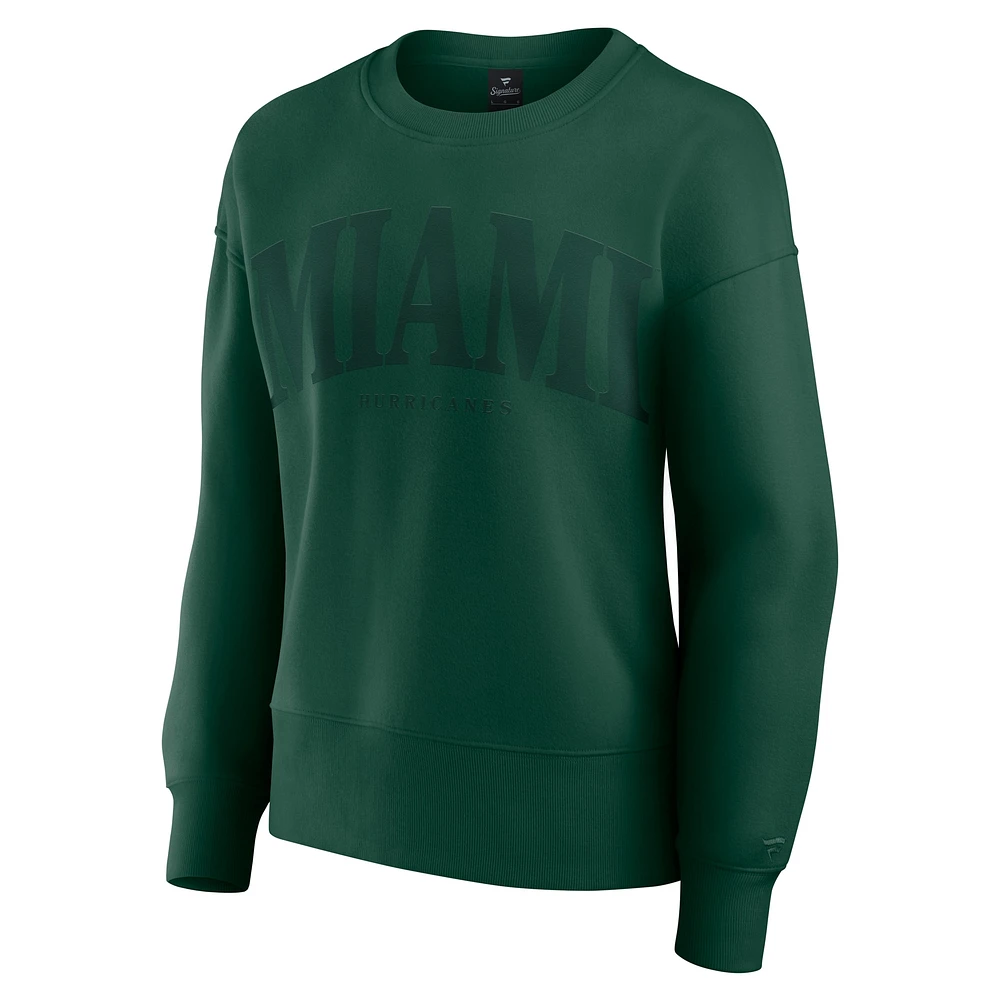 Women's Fanatics Green Miami Hurricanes Supersoft Flow Fleece Pullover Sweatshirt