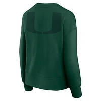 Women's Fanatics Green Miami Hurricanes Supersoft Flow Fleece Pullover Sweatshirt