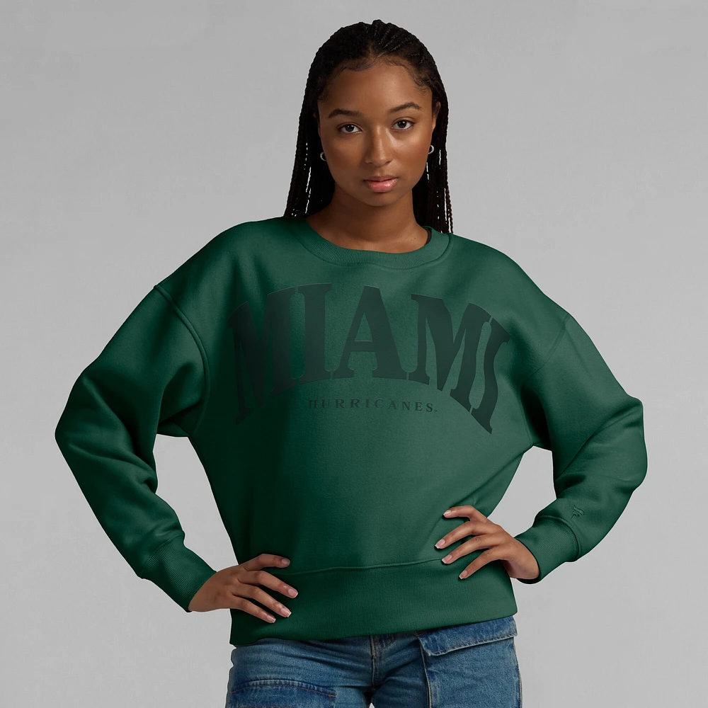 Women's Fanatics Green Miami Hurricanes Supersoft Flow Fleece Pullover Sweatshirt