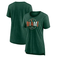 T-shirt tri-blend True Classics Break It Down de Fanatics pour femme, vert, Miami Hurricanes