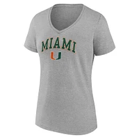 Women's Fanatics Heather Gray Miami Hurricanes Campus V-Neck T-Shirt