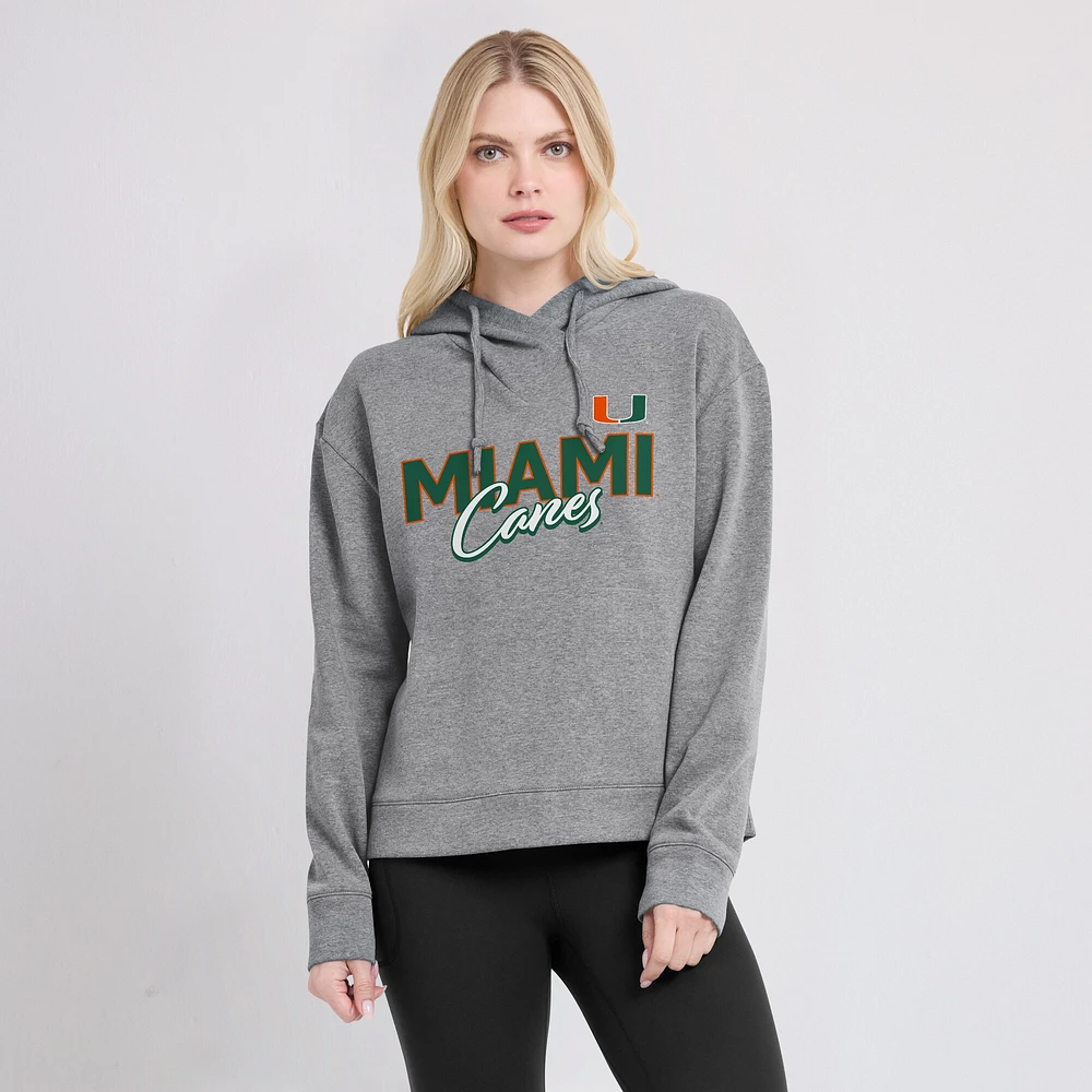 Women's Fanatics Heather Gray Miami Hurricanes Script Favorite Pullover Hoodie