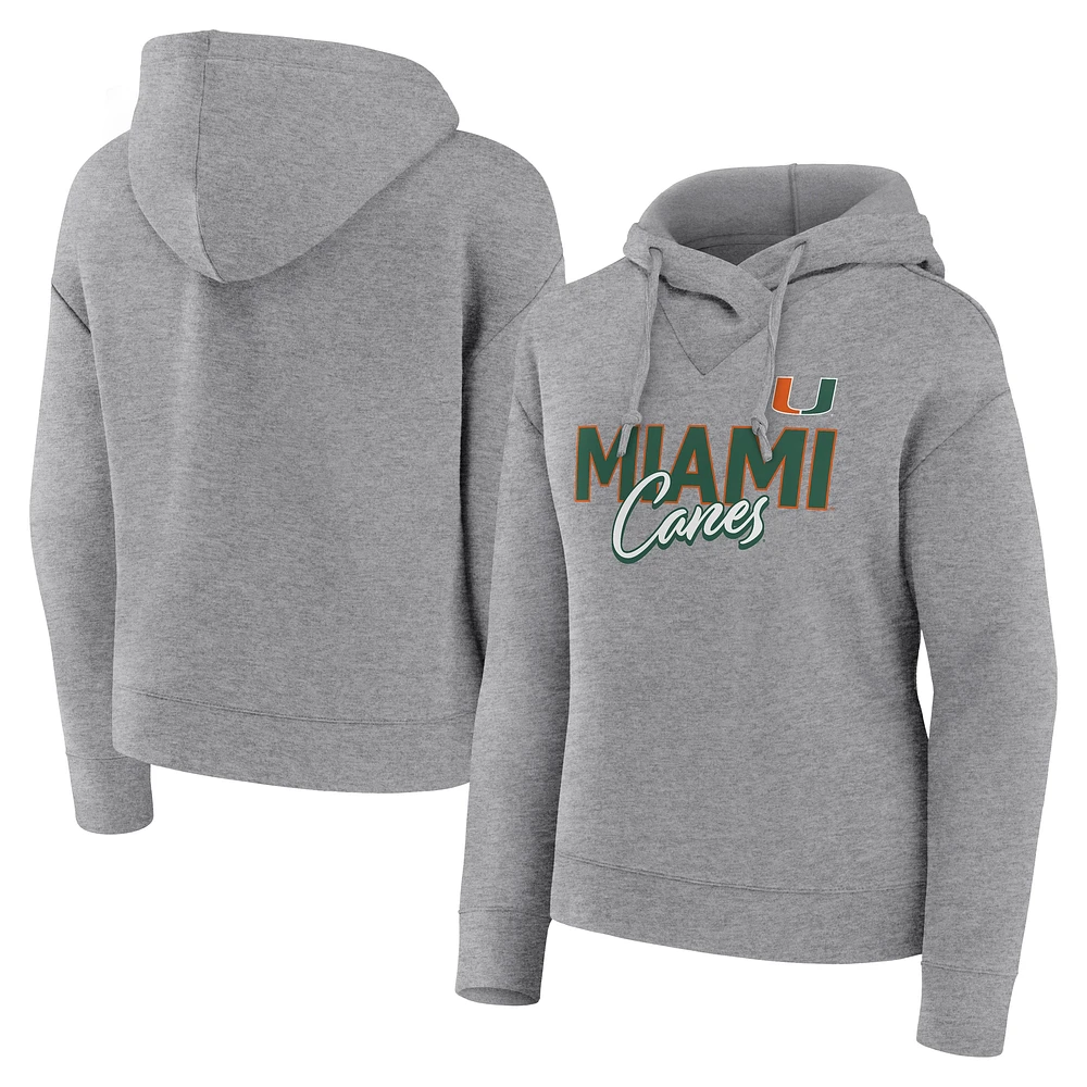 Sweat à capuche Fanatics Heather Grey Miami Hurricanes Script Favorite pour femmes