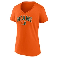 T-shirt à col en V orange Fanatics pour femme Miami Hurricanes Campus