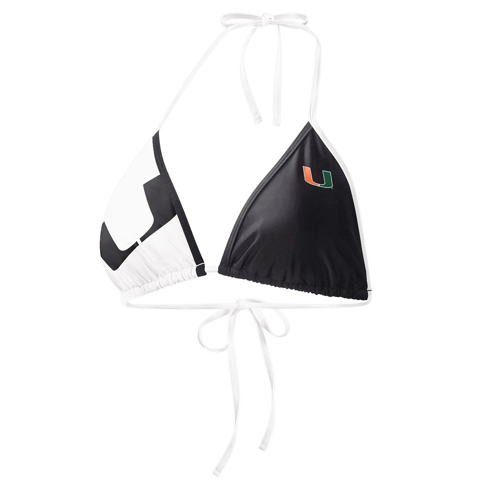 Haut de maillot bain Miami Hurricanes Play Action G-III 4Her by Carl Banks pour femmes, noir/blanc