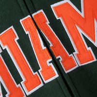 Women's Green Miami Hurricanes Arched Name Full Zip Hoodie