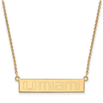 Miami Hurricanes Women's Gold Plated Small Bar Necklace