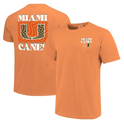 T-shirt mascotte à carreaux orange pour femmes, Miami Hurricanes Comfort Colors