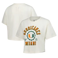 Women's Pressbox Cream Miami Hurricanes Tri-Blend Bishop Knobi Crop T-Shirt