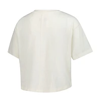 Women's Pressbox Cream Miami Hurricanes Tri-Blend Bishop Knobi Crop T-Shirt