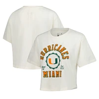 Women's Pressbox Cream Miami Hurricanes Tri-Blend Bishop Knobi Crop T-Shirt