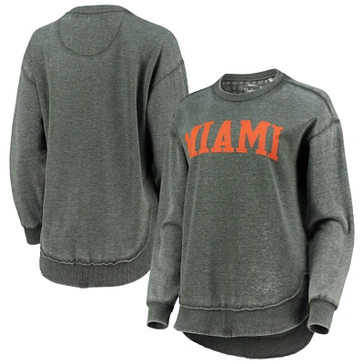 Pressbox Vert Miami Hurricanes Délavé Vintage Sweat-shirt à enfiler pour femmes