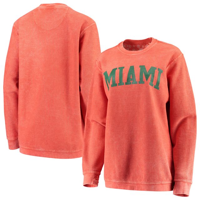 Sweat-shirt Pressbox Miami Hurricanes Comfy Cord Vintage Wash Basic Arch pour femme orange