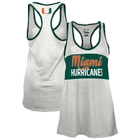 Women's Pressbox White/Green Miami Hurricanes Tracy Racerback Burnout Tank Top