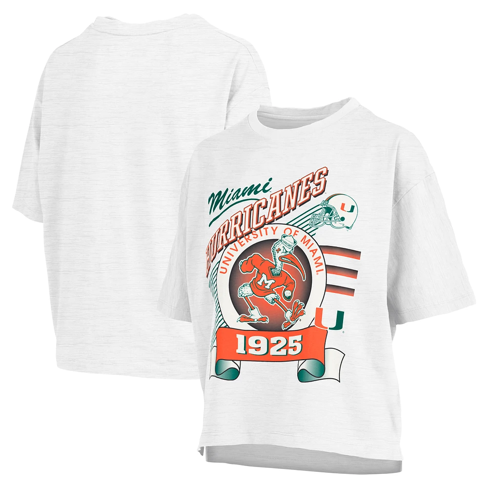 Women's Pressbox White Miami Hurricanes Rock & Roll Slub T-Shirt