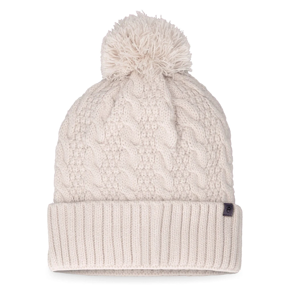 Women's Top of the World Cream Miami Hurricanes Pearl Cuffed Knit Hat with Pom