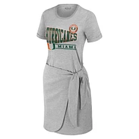 Women's WEAR by Erin Andrews Heather Gray Miami Hurricanes Knotted T-Shirt Dress