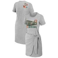 Women's WEAR by Erin Andrews Heather Gray Miami Hurricanes Knotted T-Shirt Dress