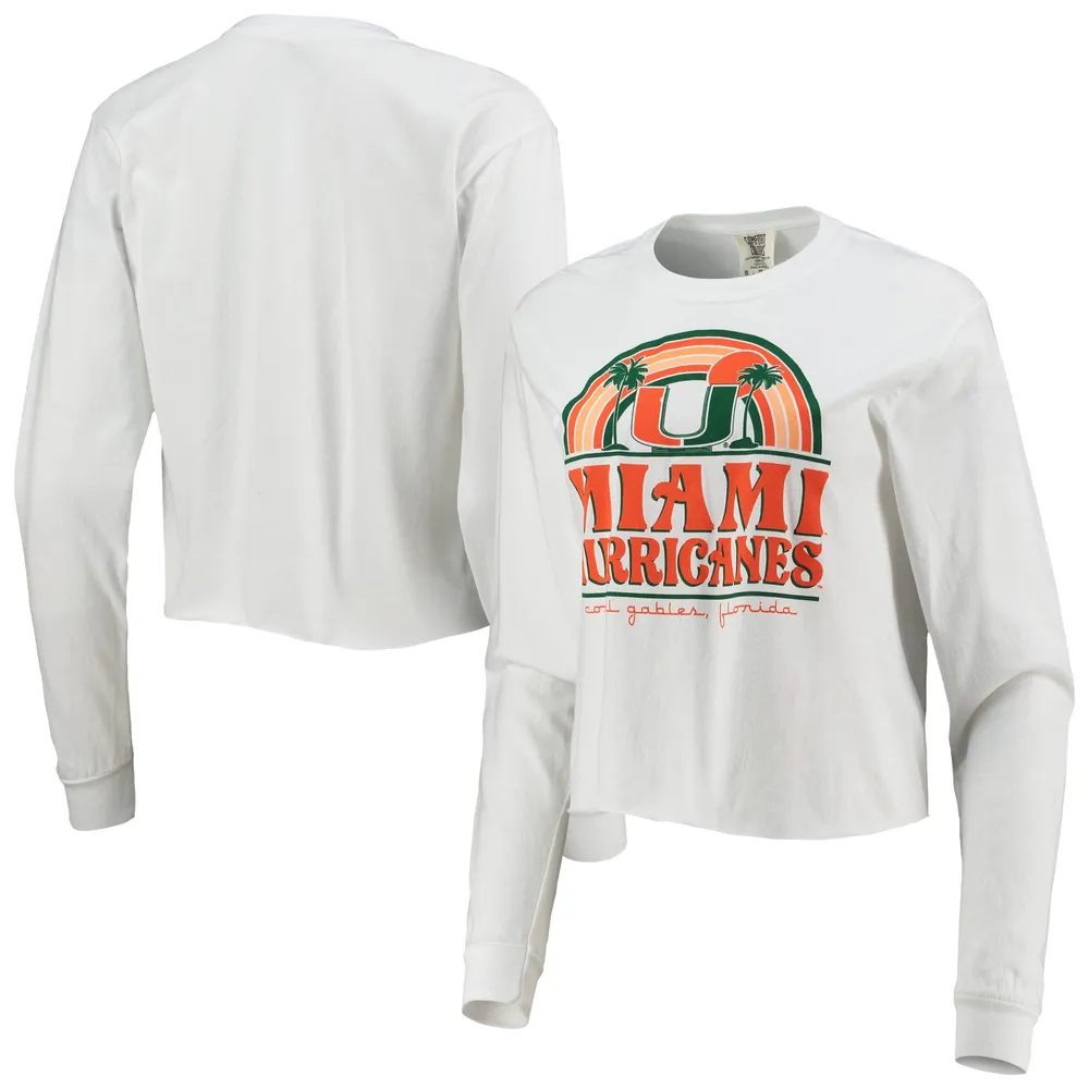 Women's Pressbox White Miami Hurricanes Melange Beaumont Cropped