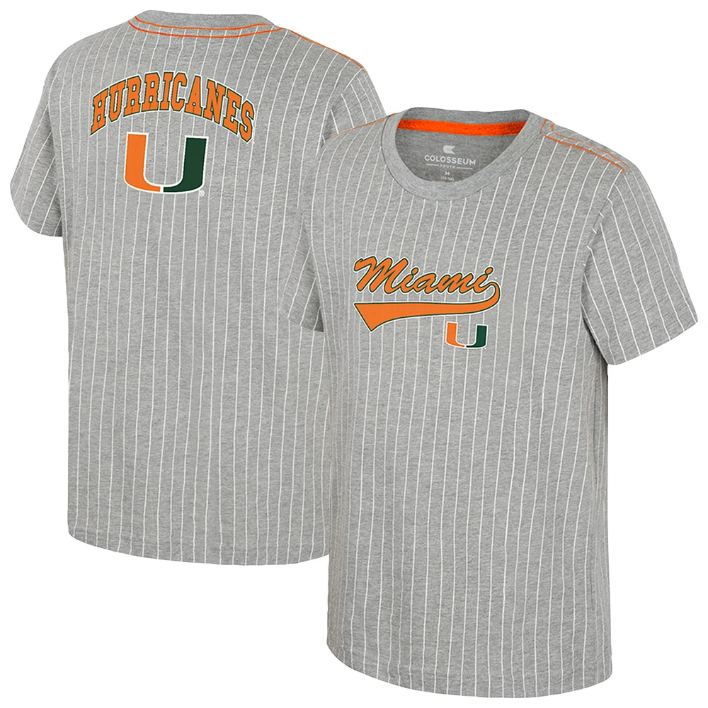 T-shirt de baseball Airball gris chiné Colosseum pour jeunes des Miami Hurricanes