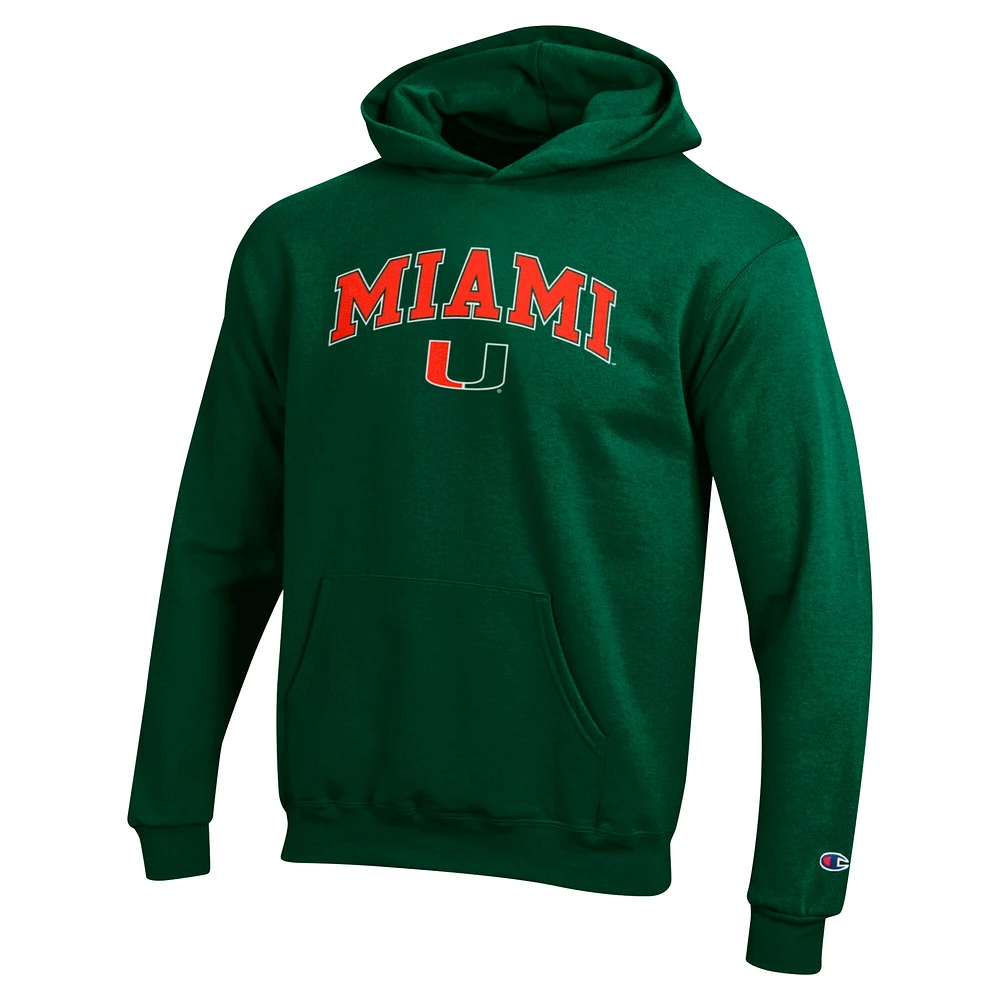 Sweat à capuche vert Champion des jeunes Miami Hurricanes Campus