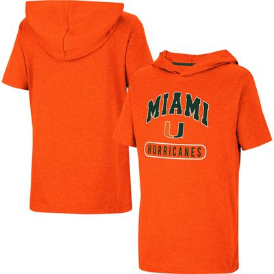 Youth Colosseum Heather Orange Miami Hurricanes Varsity Hooded T-Shirt