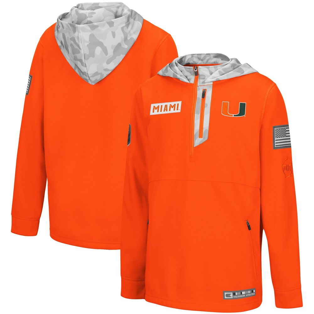 Youth Colosseum Orange/Arctic Camo Miami Hurricanes OHT Military Appreciation Shellback Quarter-Zip Hoodie