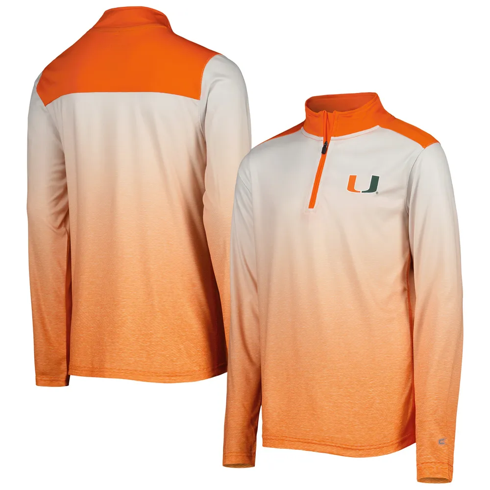 Youth Colosseum White/Orange Miami Hurricanes Max Quarter-Zip Jacket