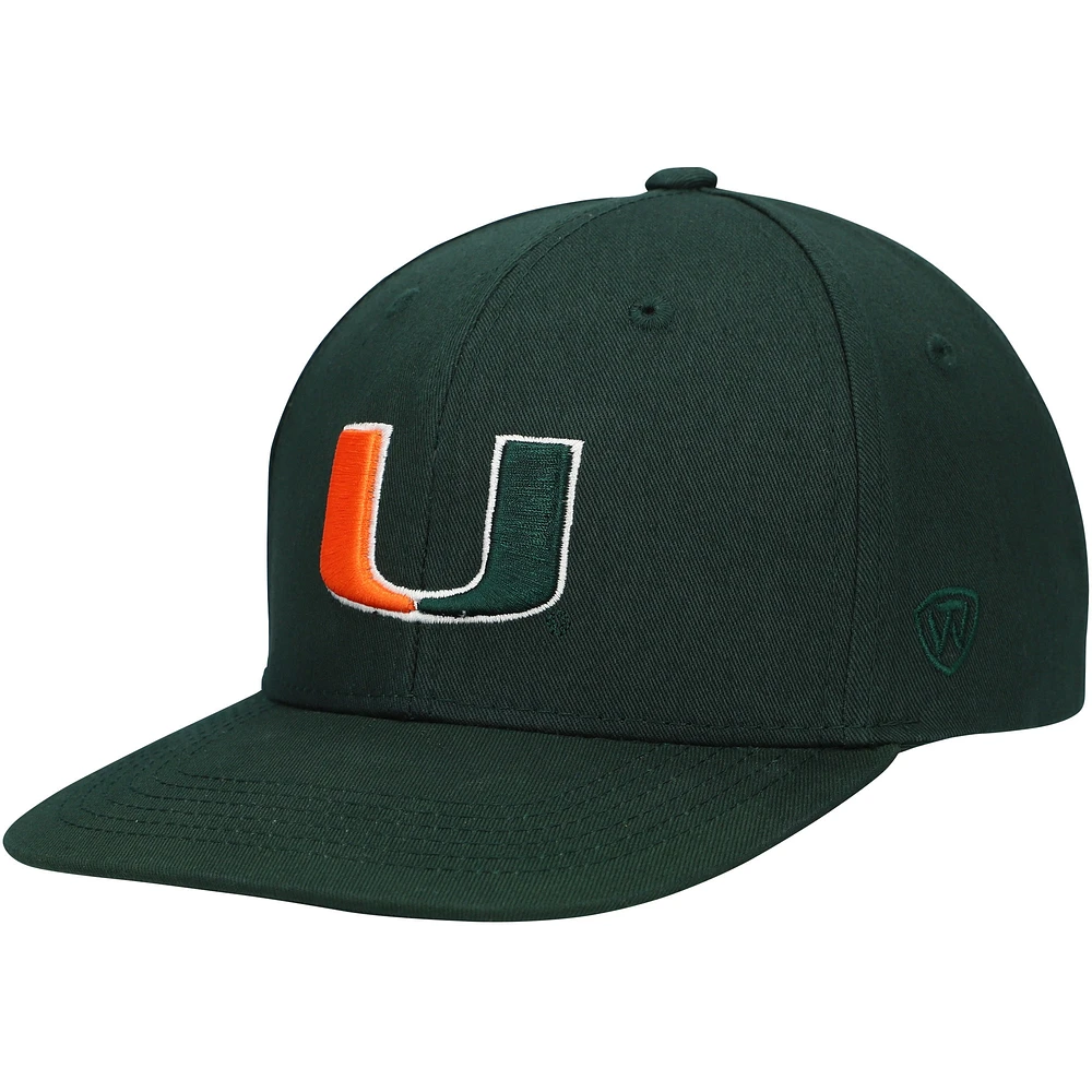 Casquette ajustable extensible à boutons-pression pour jeunes Top of the World Green Miami Hurricanes Victory