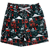 Youth Wes & Willy Green Miami Hurricanes Luau Swim Trunks