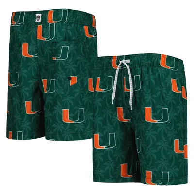 Miami Hurricanes Wes & Willy Youth Palm Tree Swim Shorts - Green