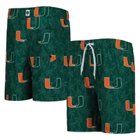 Youth Wes & Willy  Green Miami Hurricanes Palm Tree Swim Shorts