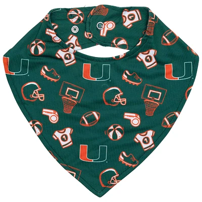 ZooZatz Green Miami Hurricanes All Over Print Baby Bib