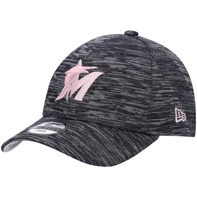 Miami Marlins New Era Girls Youth Tech 9FORTY Adjustable Hat - Gray