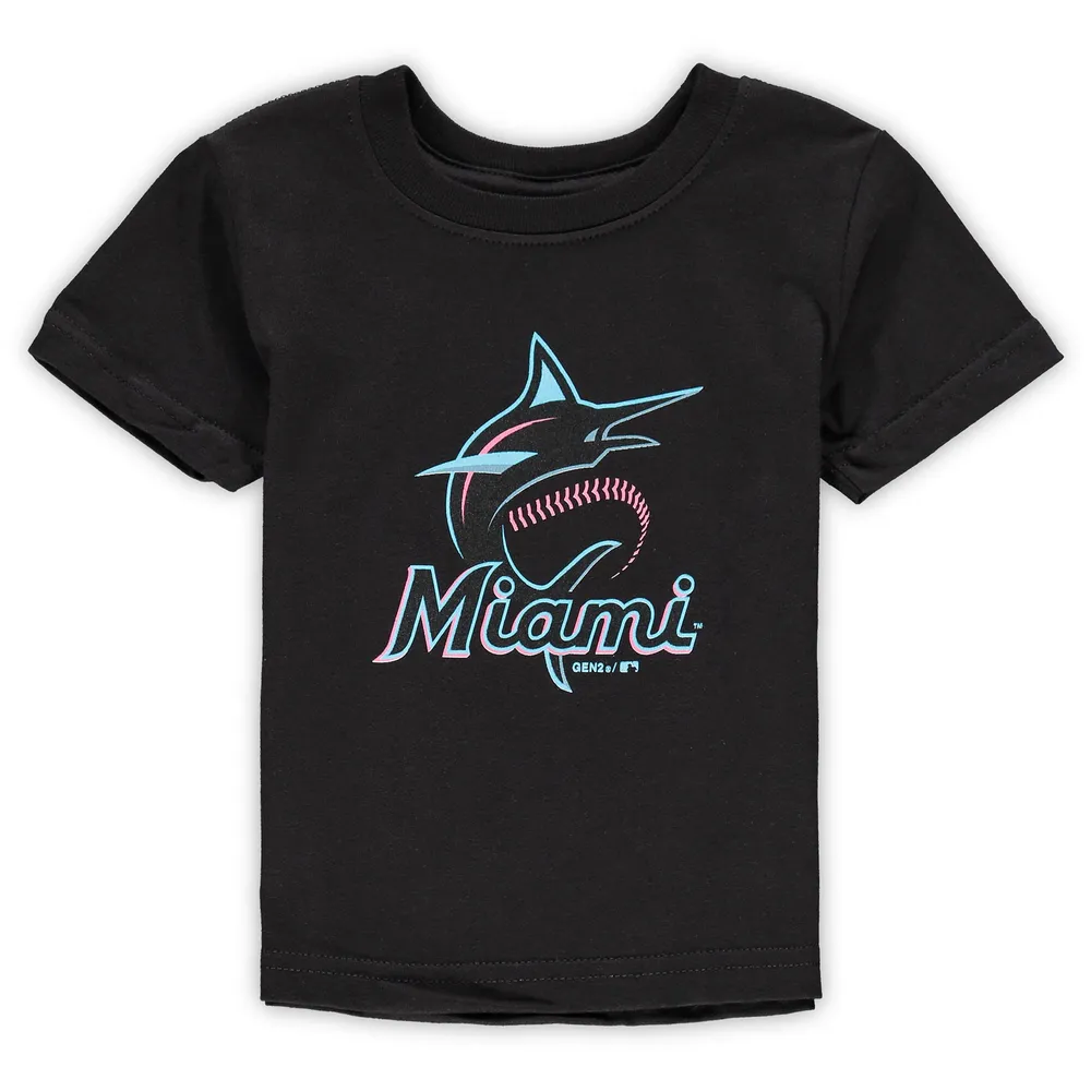 T-shirt noir avec logo de l'équipe primaire Miami Marlins pour bébé