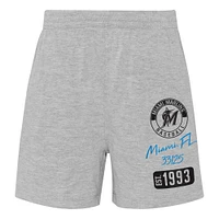 Ensemble t-shirt et short raglan Miami Marlins Ground Out Baller bleu/gris chiné pour bébé