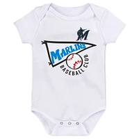 Lot de 3 bodys bleu/blanc/gris chiné Miami Marlins Biggest Little Fan pour bébé