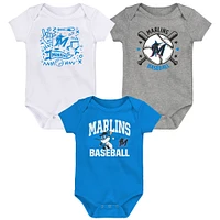 Lot de 3 bodies bleus pour bébé Miami Marlins Batter Up
